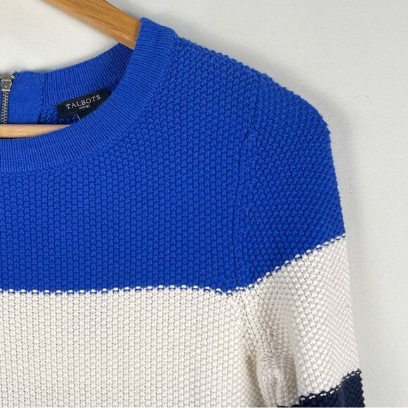 Talbots Color Block 100% Cotton Knit Sweater 3/4 Sleeve Size Small Petite NEW - Picture 5 of 14